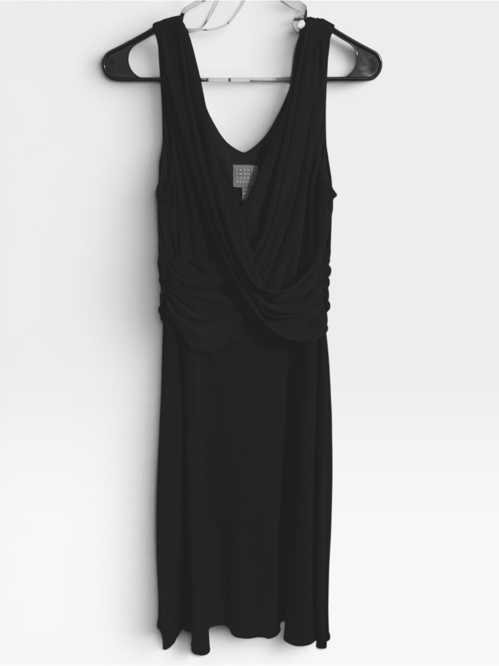 RABBIT RR DESIGNS DRAPED V NECK GATHERED SIDES DRESS